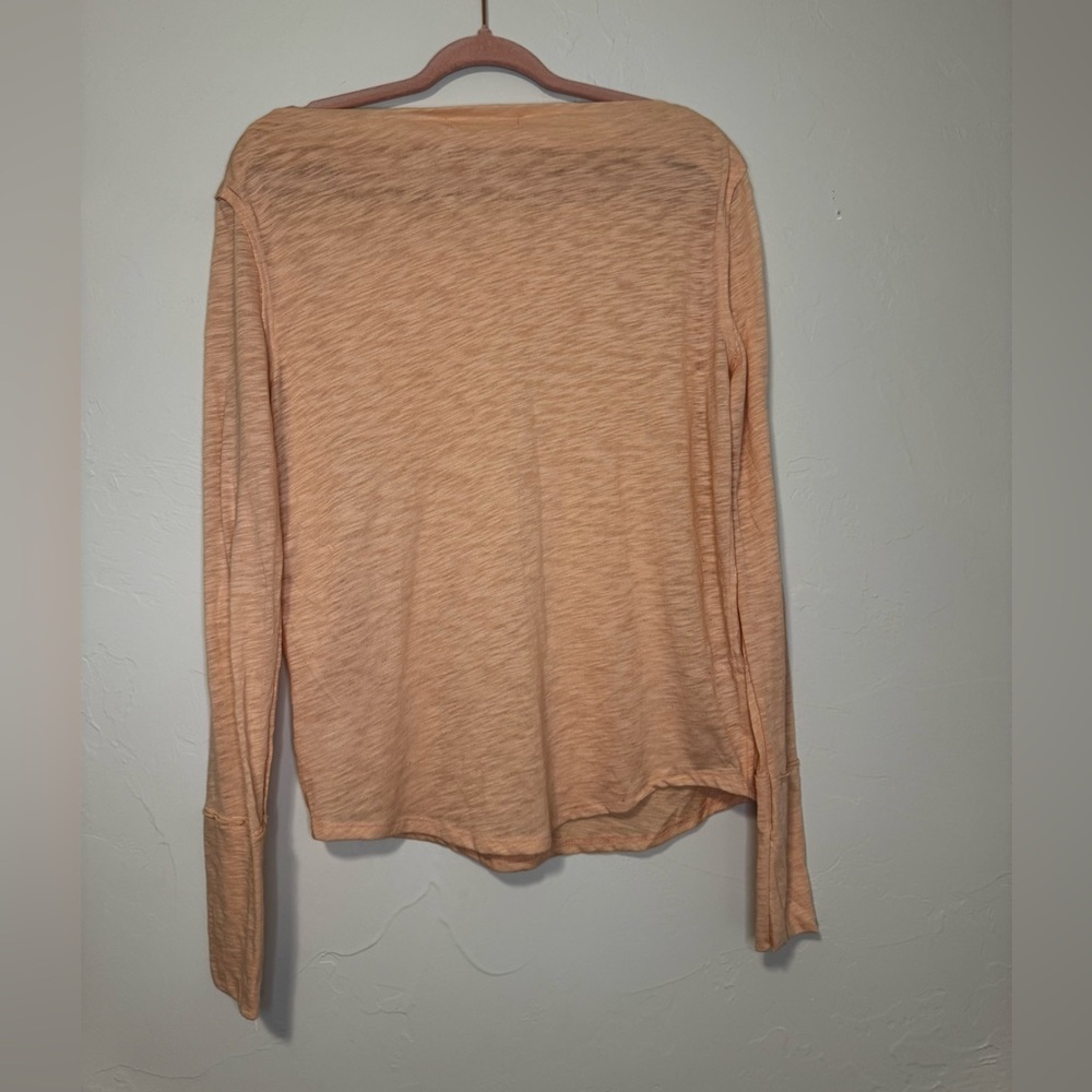 We The Free Light Peach Long Sleeve Top size small oversized free people - Picture 2 of 4